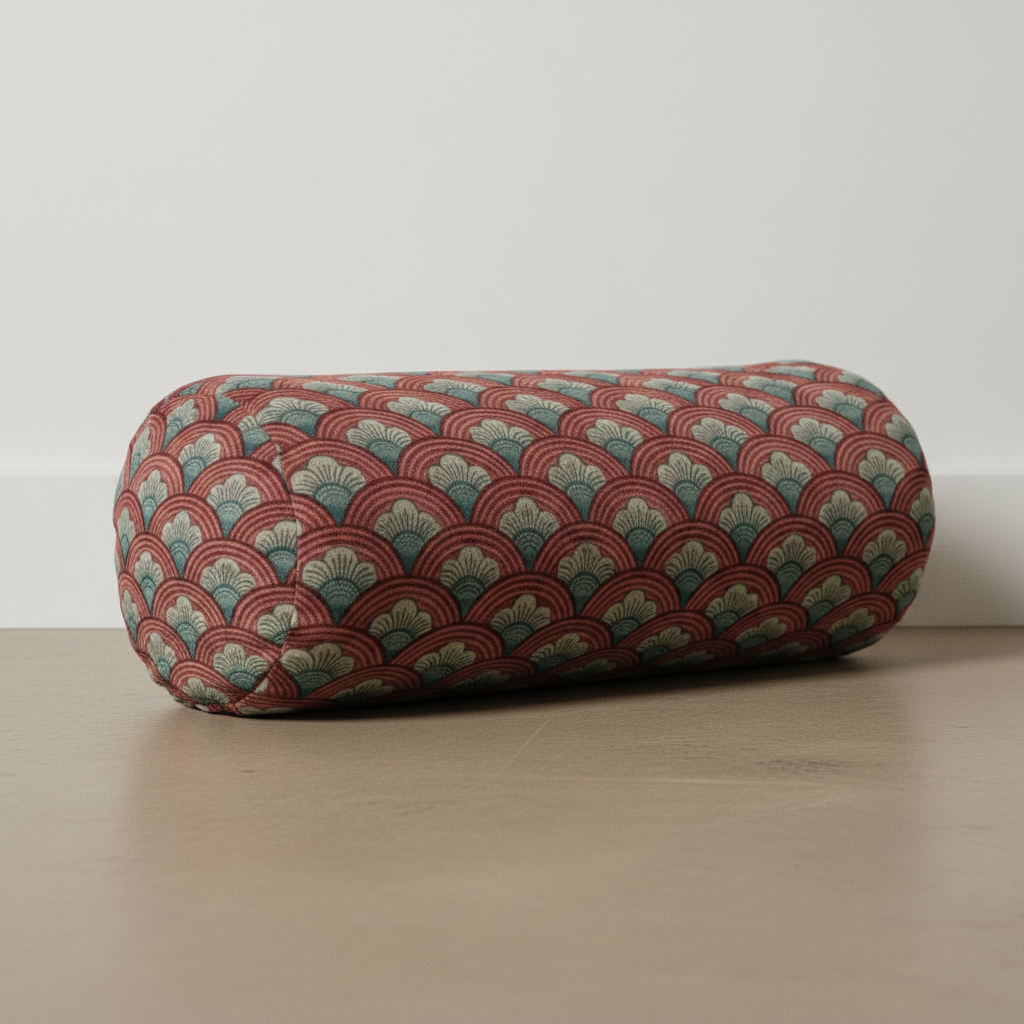 Decorative cylindrical bolster pillow with a floral pattern 