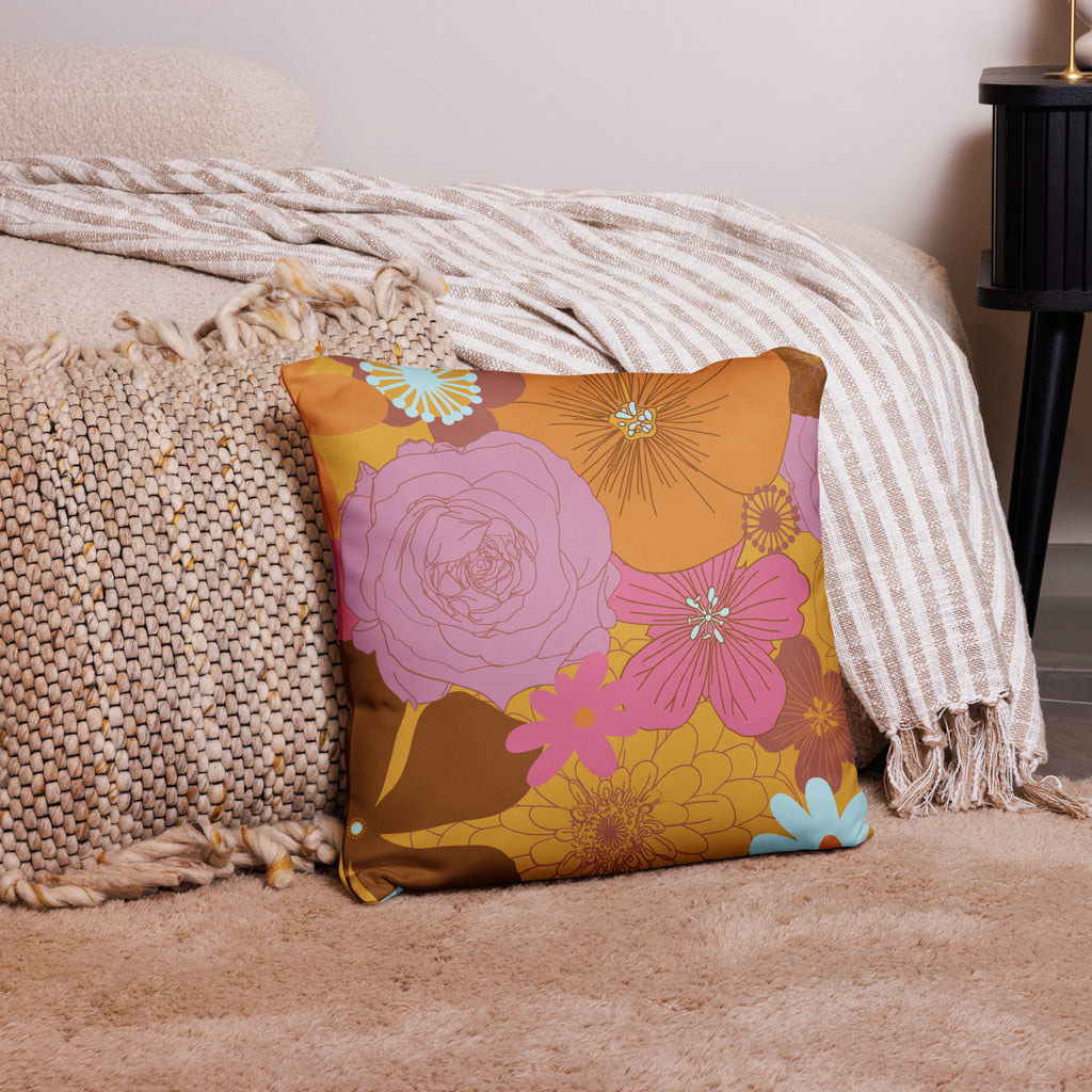 Floral Print Throw Pillow - Mirfia