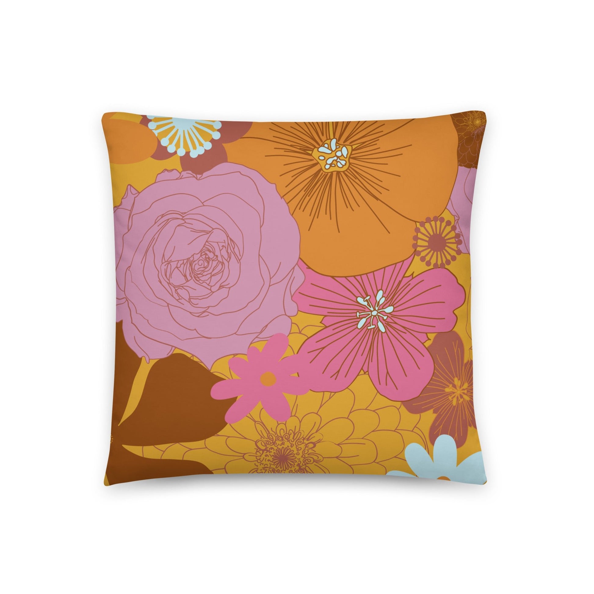 Floral Print Throw Pillow - Mirfia