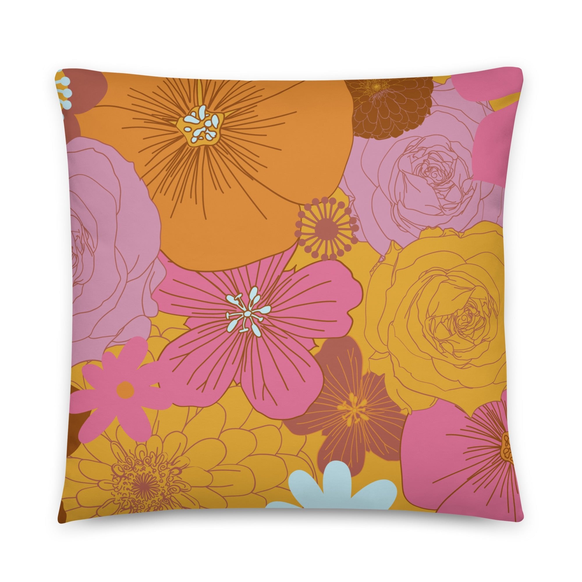 Floral Print Throw Pillow - Mirfia