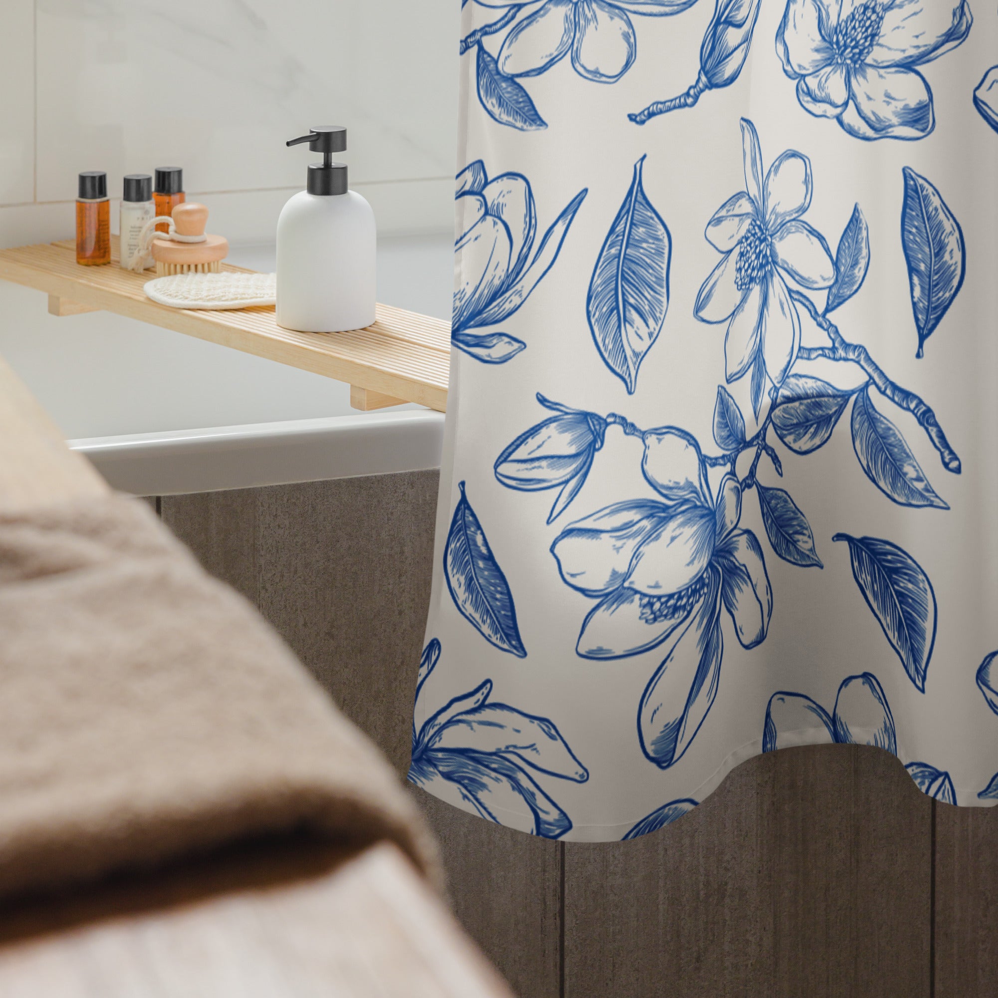 Floral Blue Shower Curtain - Mirfia