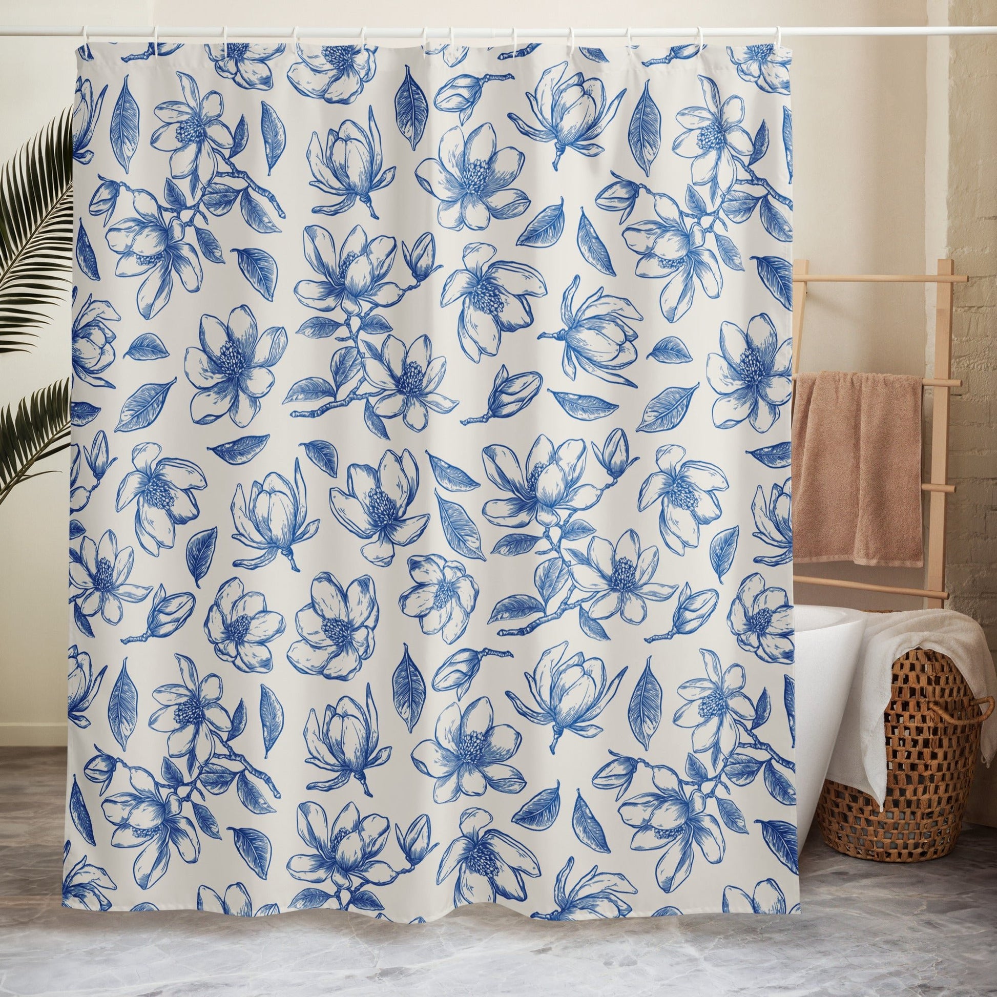 Floral Blue Shower Curtain - Mirfia