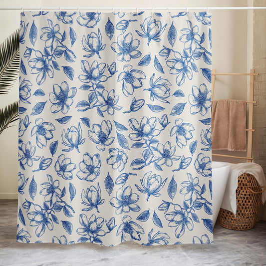 Floral Blue Shower Curtain - Mirfia
