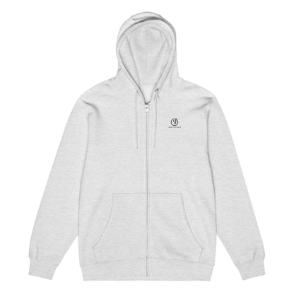 full-zip hoodie laid flat neutral color 