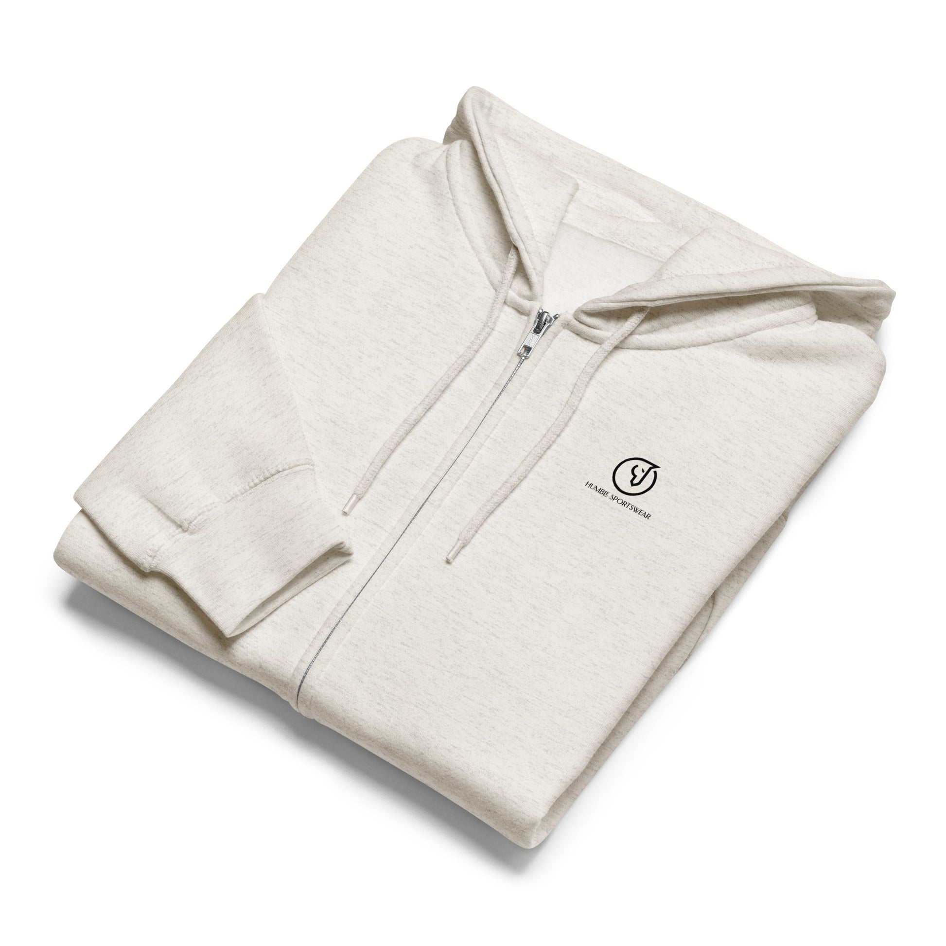 folded close-up view of premium full-zip hoodie  