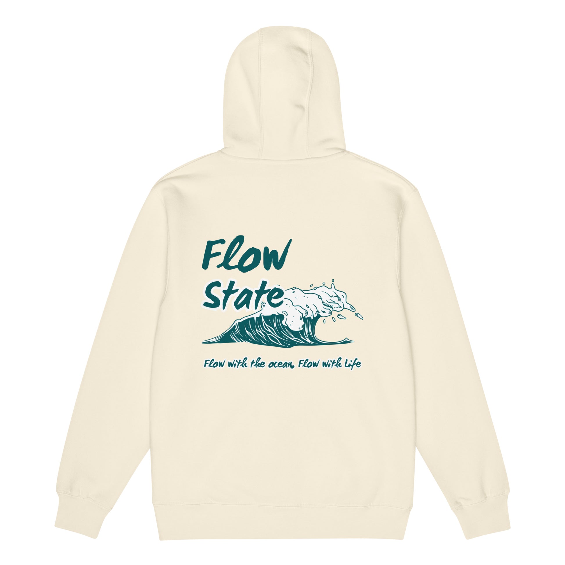 flow state hoodie back view close-up