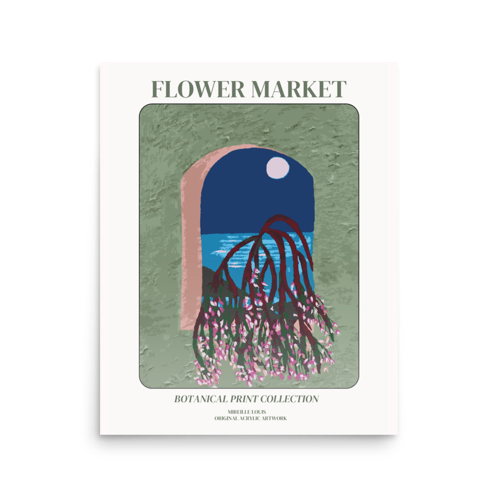 botanical flower market poster with floral artwork