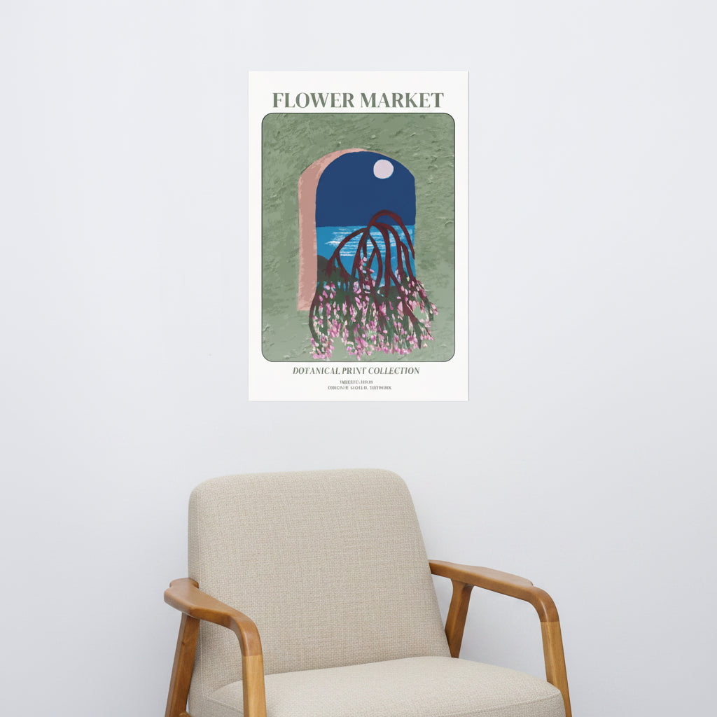 minimal floral poster for modern home decor
