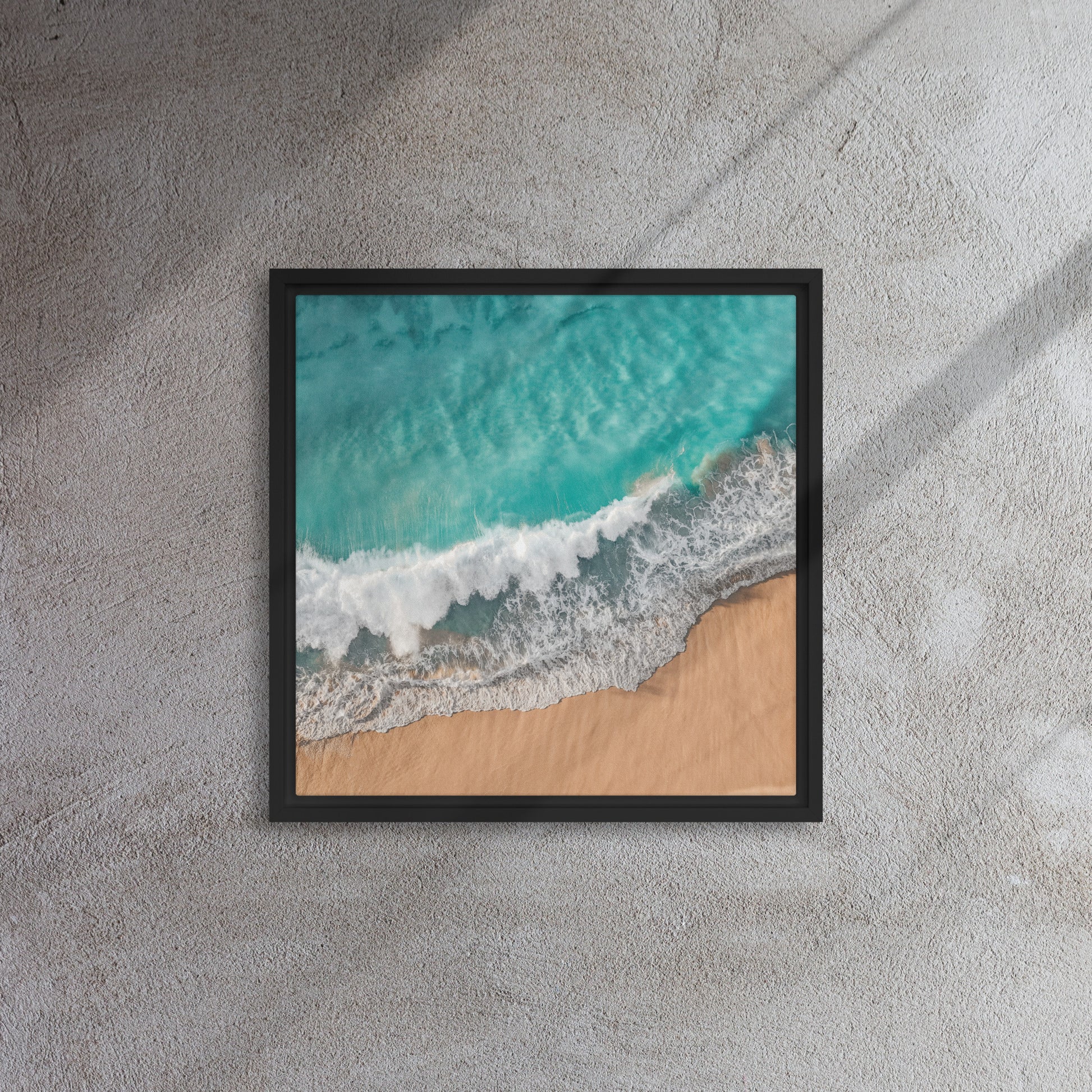 beach waves black floater frame canvas print artwork