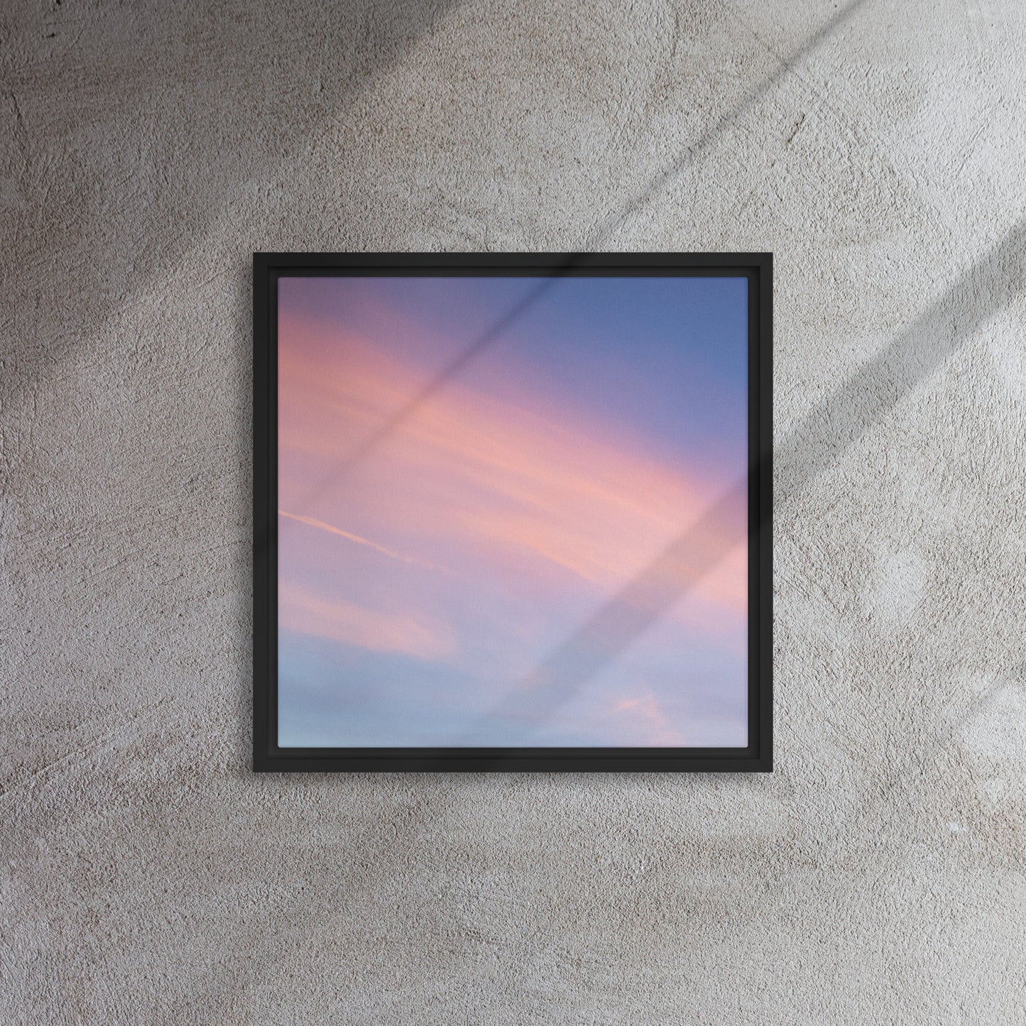 pink sunset sky black framed canvas print artwork