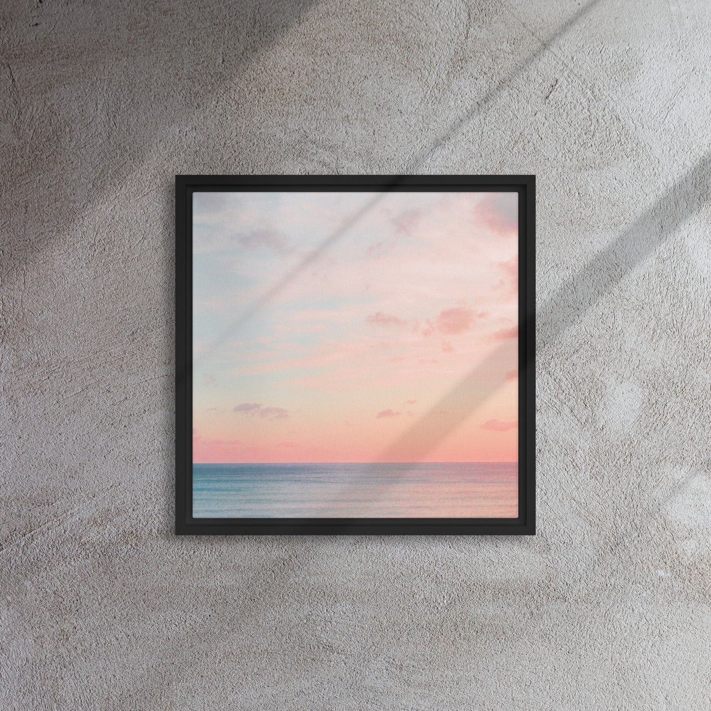 ocean sunset black framed canvas print artwork