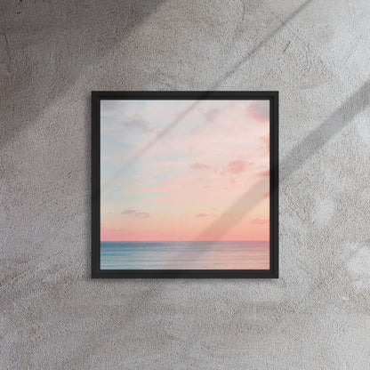 ocean sunset black framed canvas print artwork