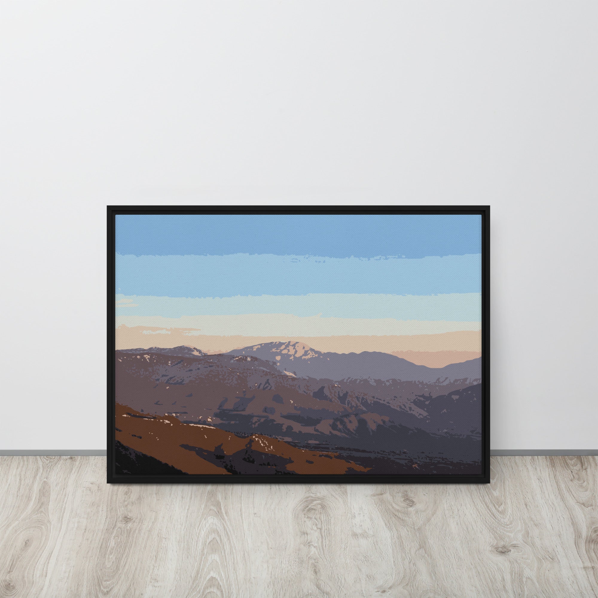 framed pastel mountain wall art for living room