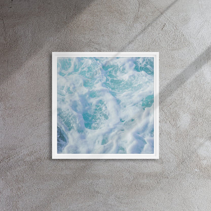 blue beach sea foam canvas print wall art white floater frame