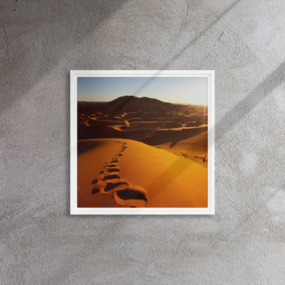 Desert canvas print wall art with white floater frame