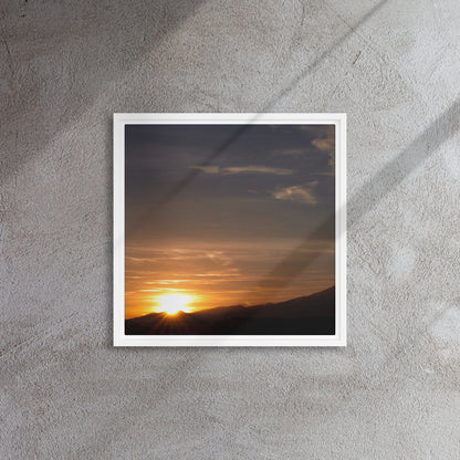 mountain sunset white framed canvas print 