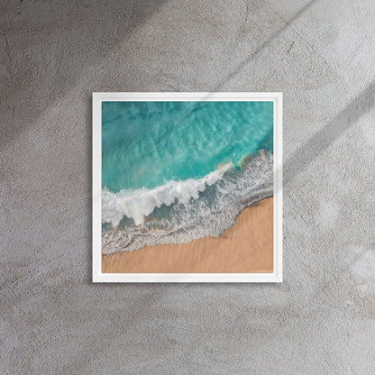 beach waves white floater frame canvas print artwork