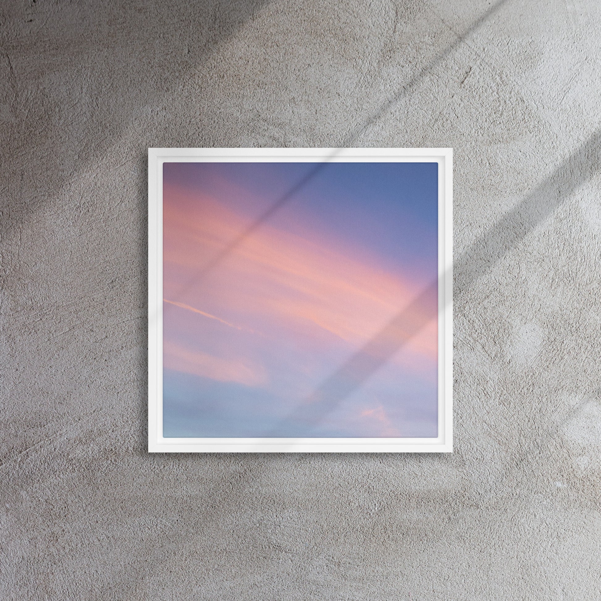 pink sunset sky white framed canvas print artwork