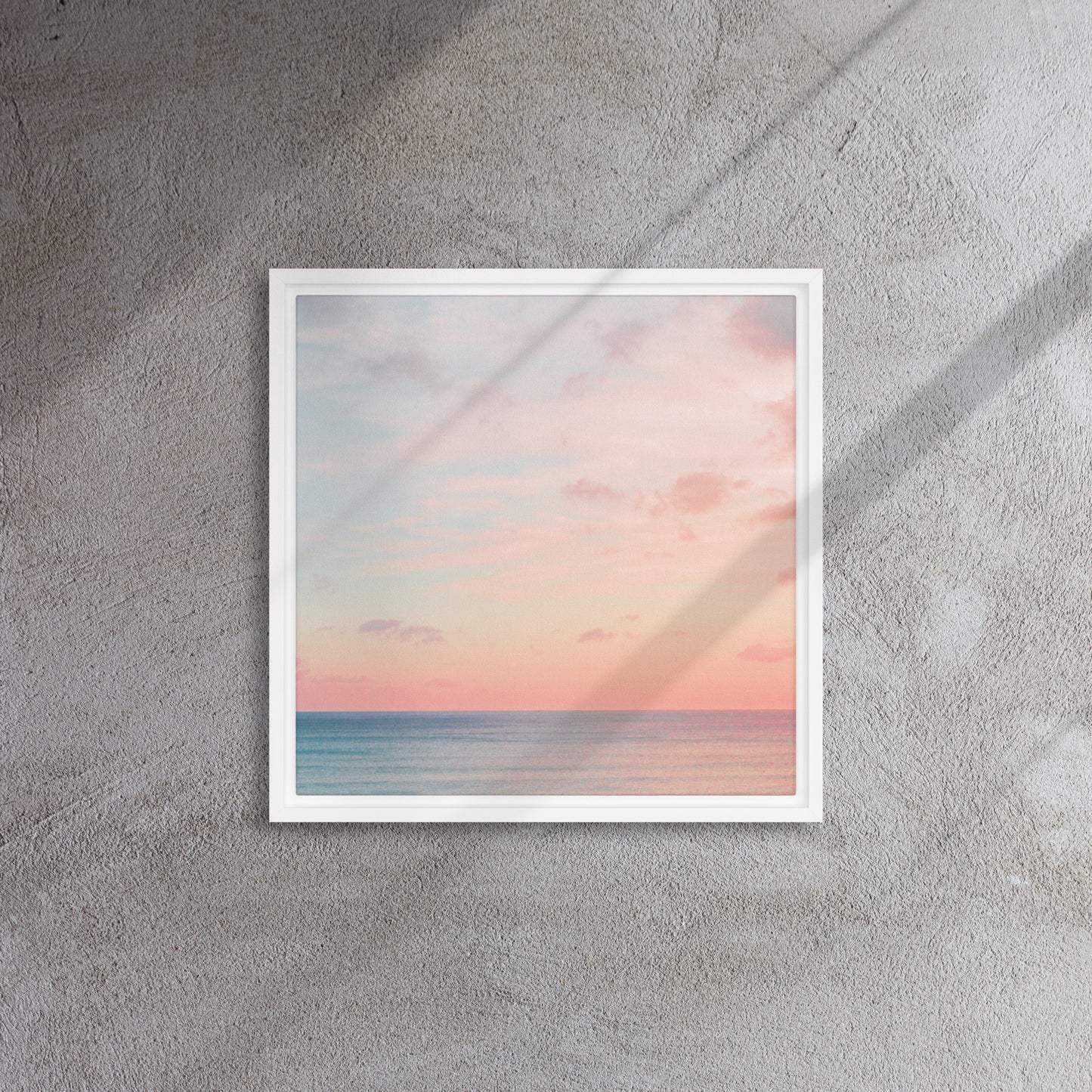 ocean sunset white framed canvas print artwork