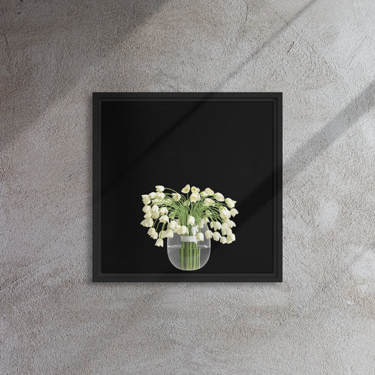 white bluebells flower in vase canvas print wall art