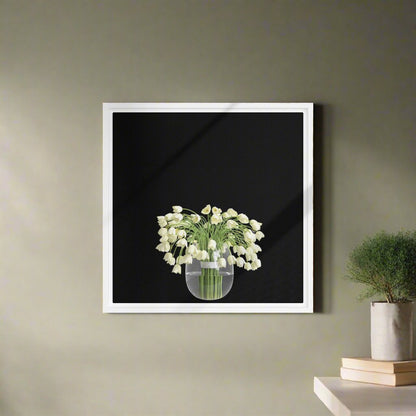 white bluebells flower in vase canvas print wall art