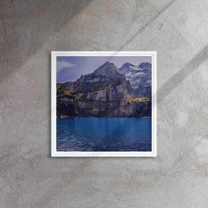 mountain canvas print wall art on white floater frame