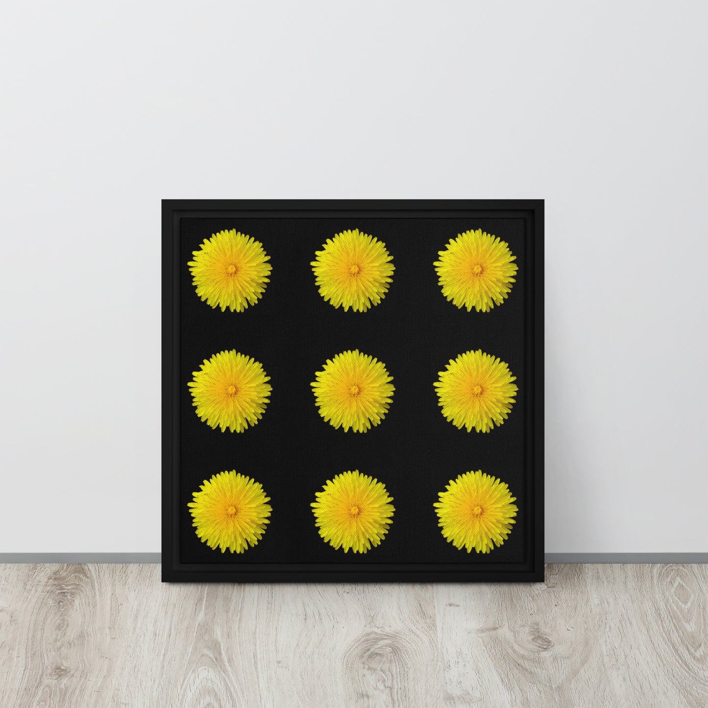 yellow dandelion wildflower framed canvas print wall art 