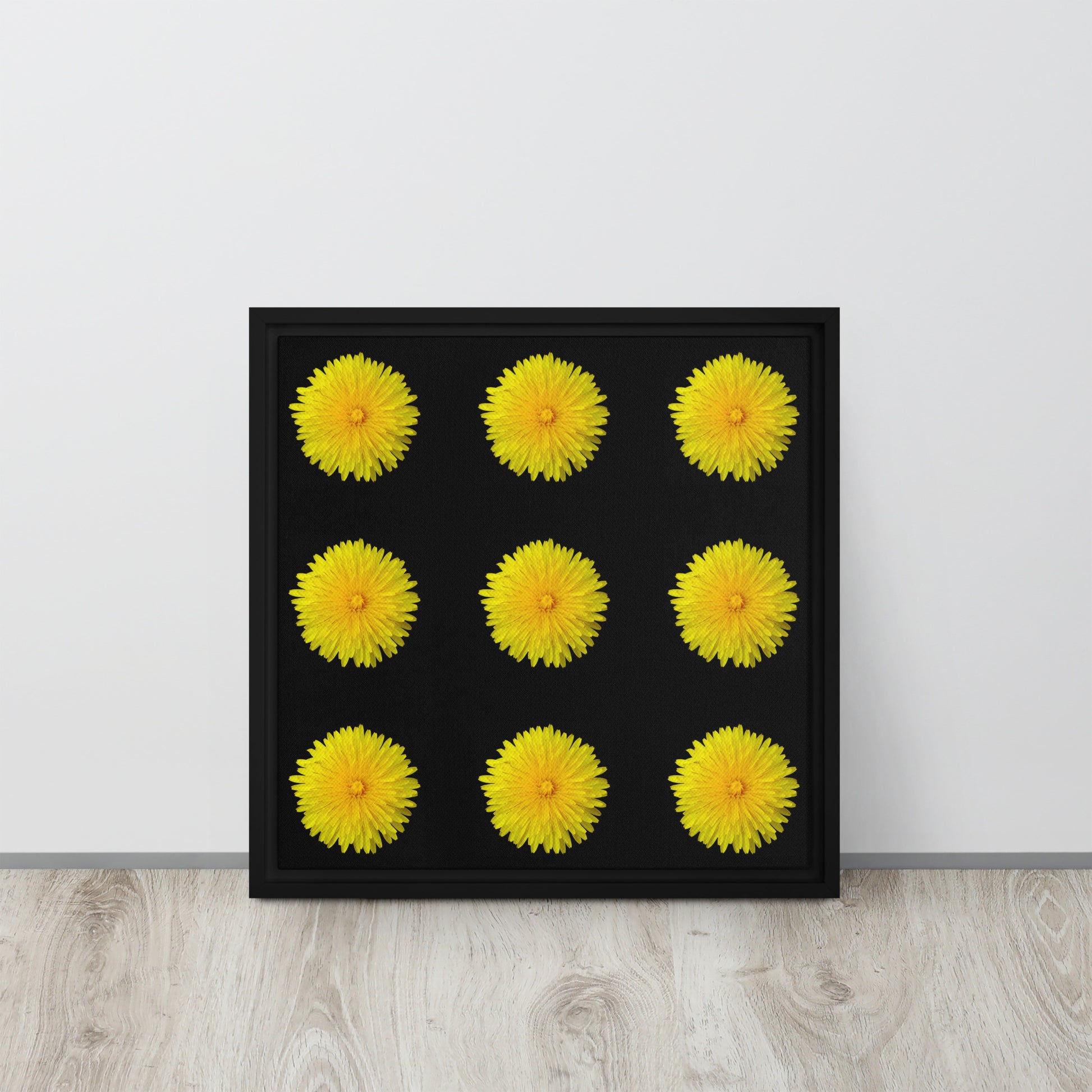 yellow dandelion wildflower framed canvas print wall art 