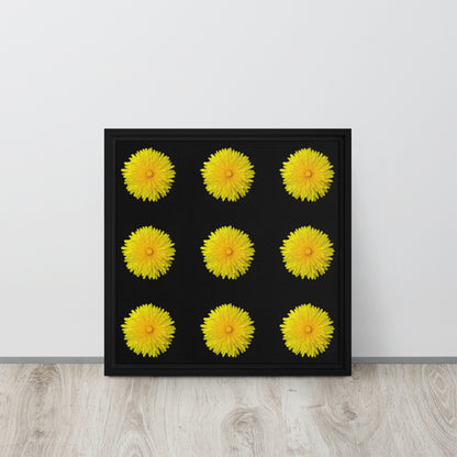 yellow dandelion wildflower framed canvas print wall art 