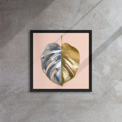 abstract palm leaf black framed canvas print 