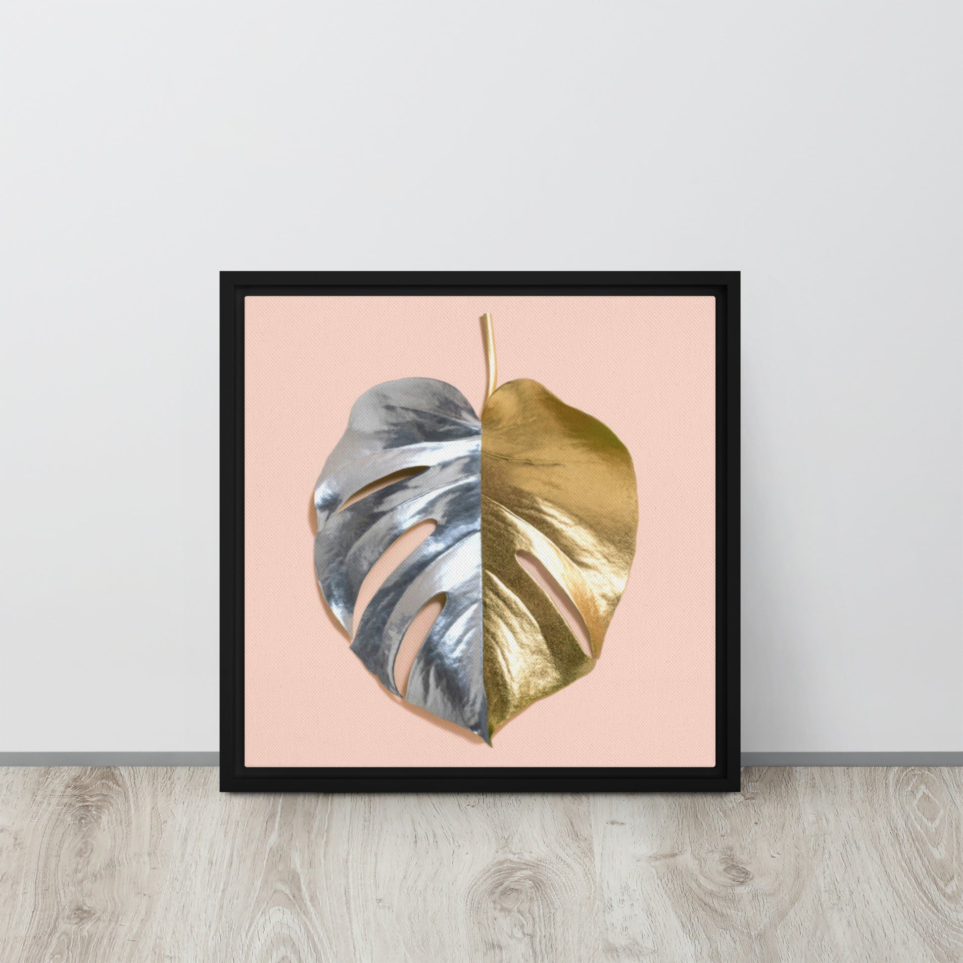 abstract palm leaf black framed canvas print 