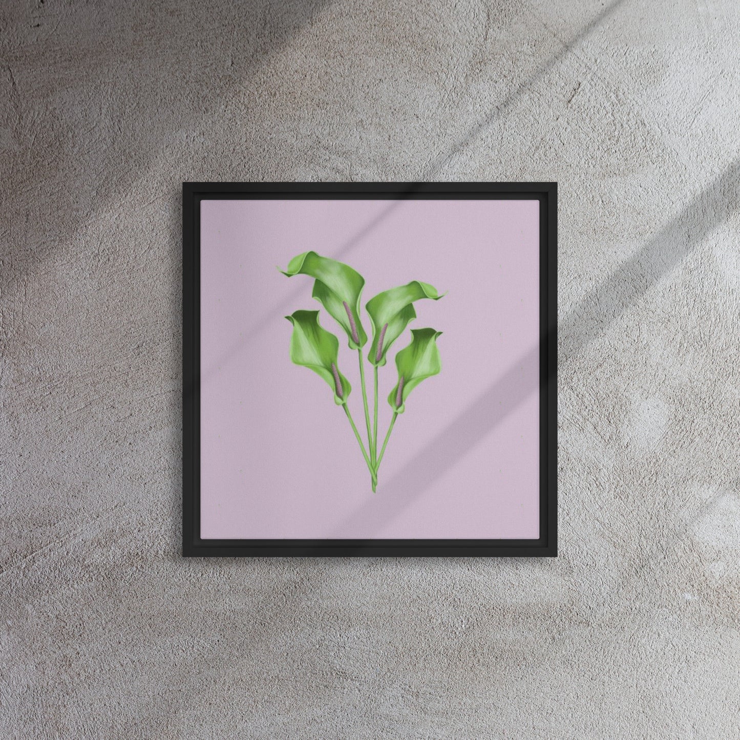 calla lily flower canvas print wall art black floater frame