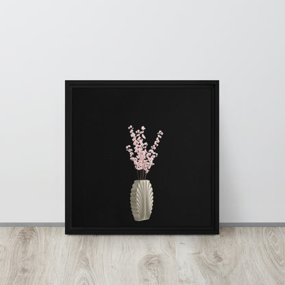 cherry blossom canvas print wall art on black floater frames 