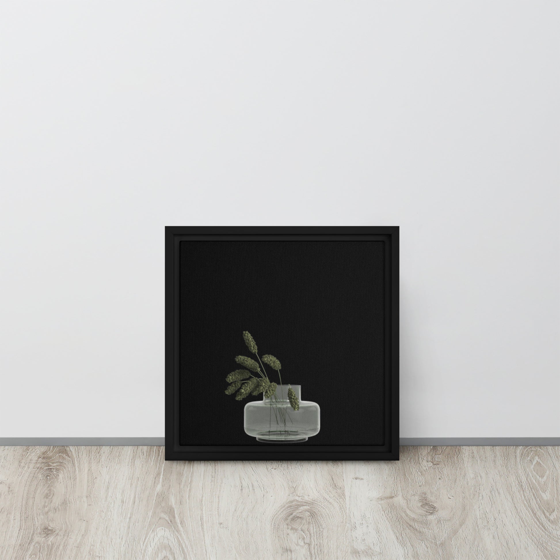 canvas print plant wall art on black floater frame 