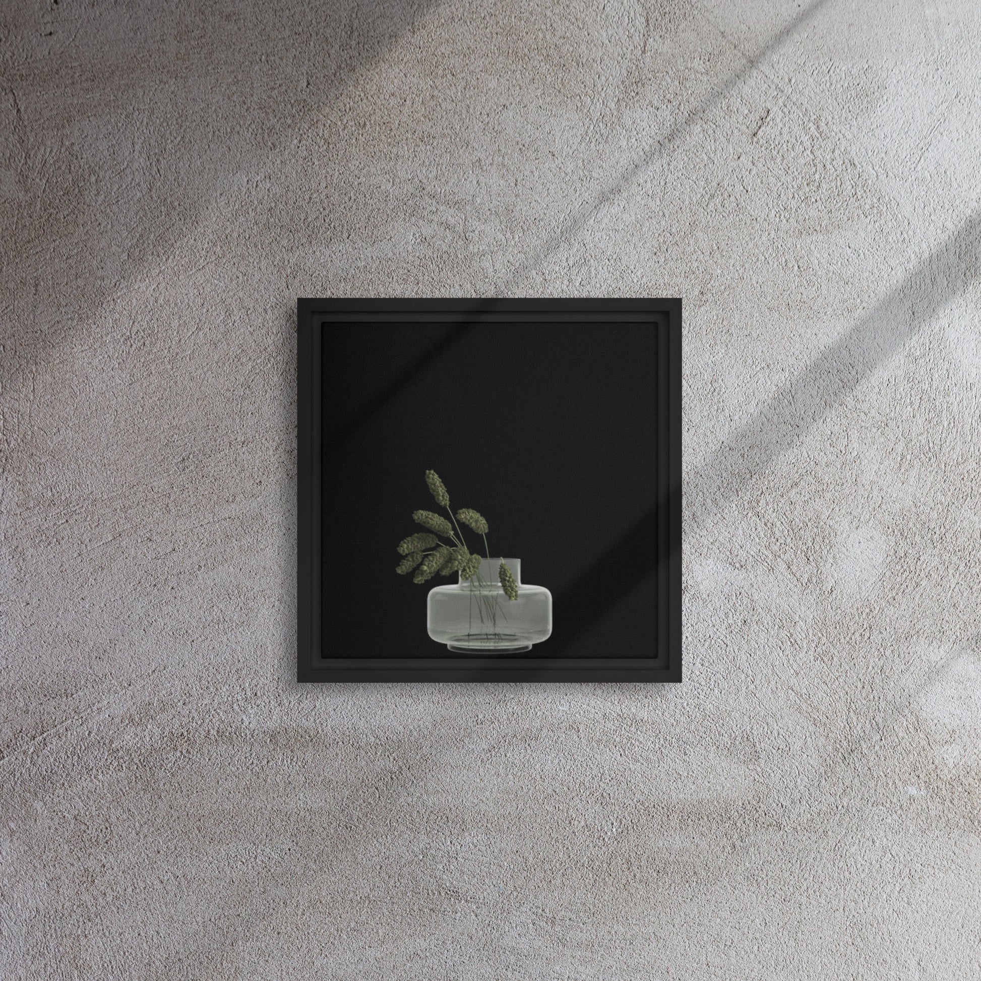 canvas print plant wall art on black floater frame 