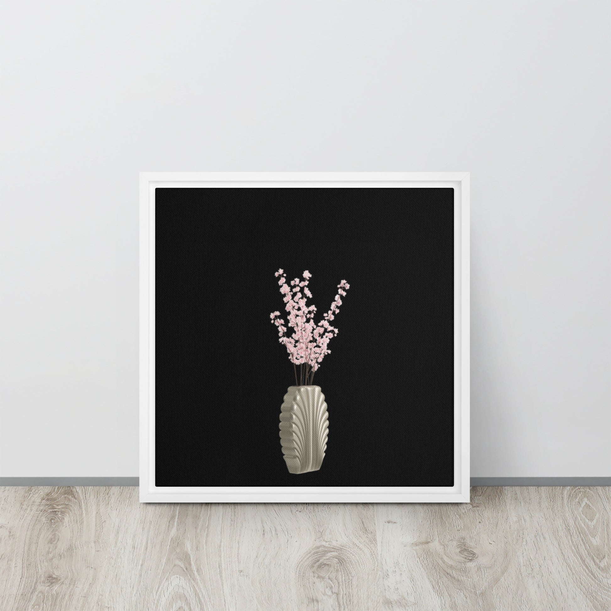 cherry blossom canvas print wall art on white floater frames 