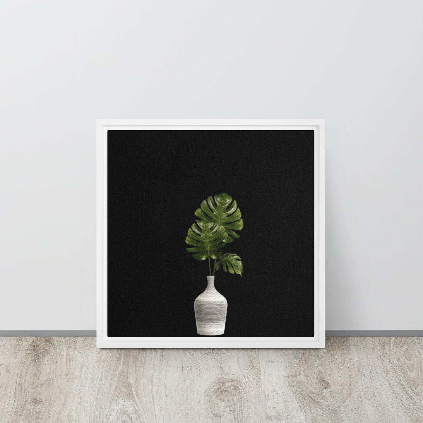 palm leaf canvas print wall decor canvas print on white floater frame 