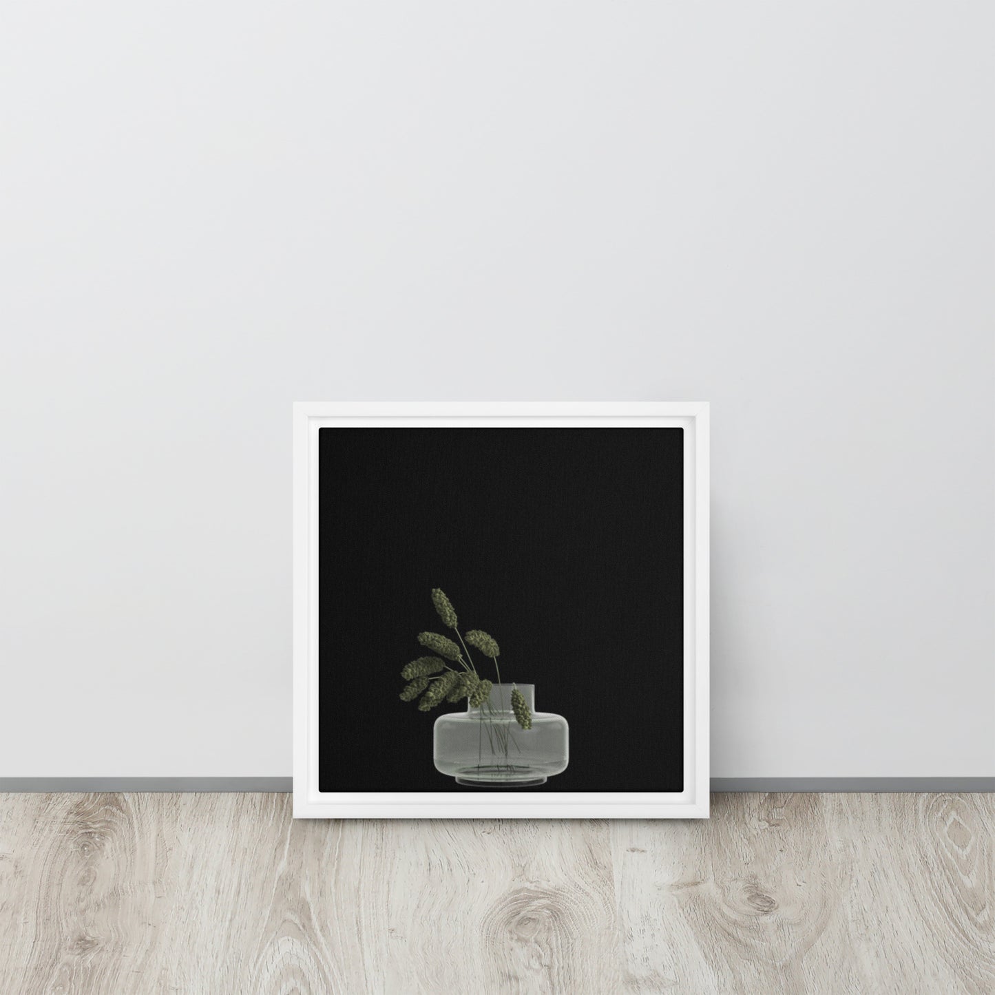 canvas print plant wall art on white floater frame 