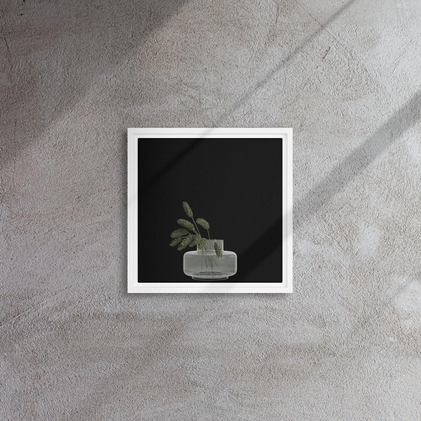 canvas print plant wall art on white floater frame 