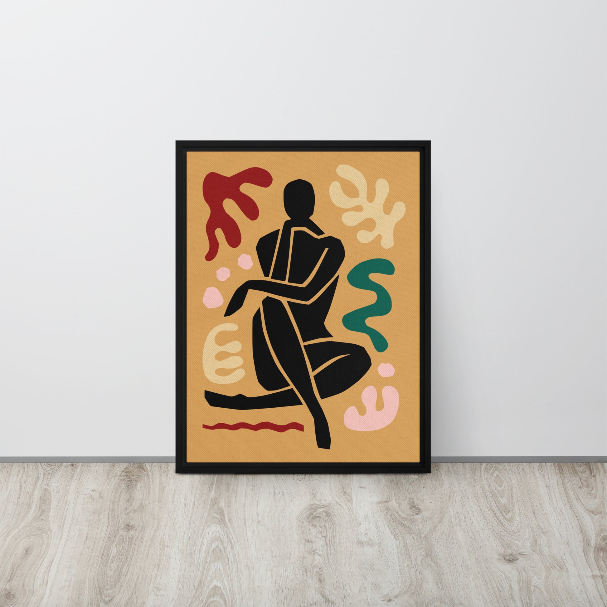 Framed Canvas Print Seated Black Woman Figure - Mirfia