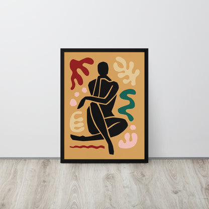 Framed Canvas Print Seated Black Woman Figure - Mirfia