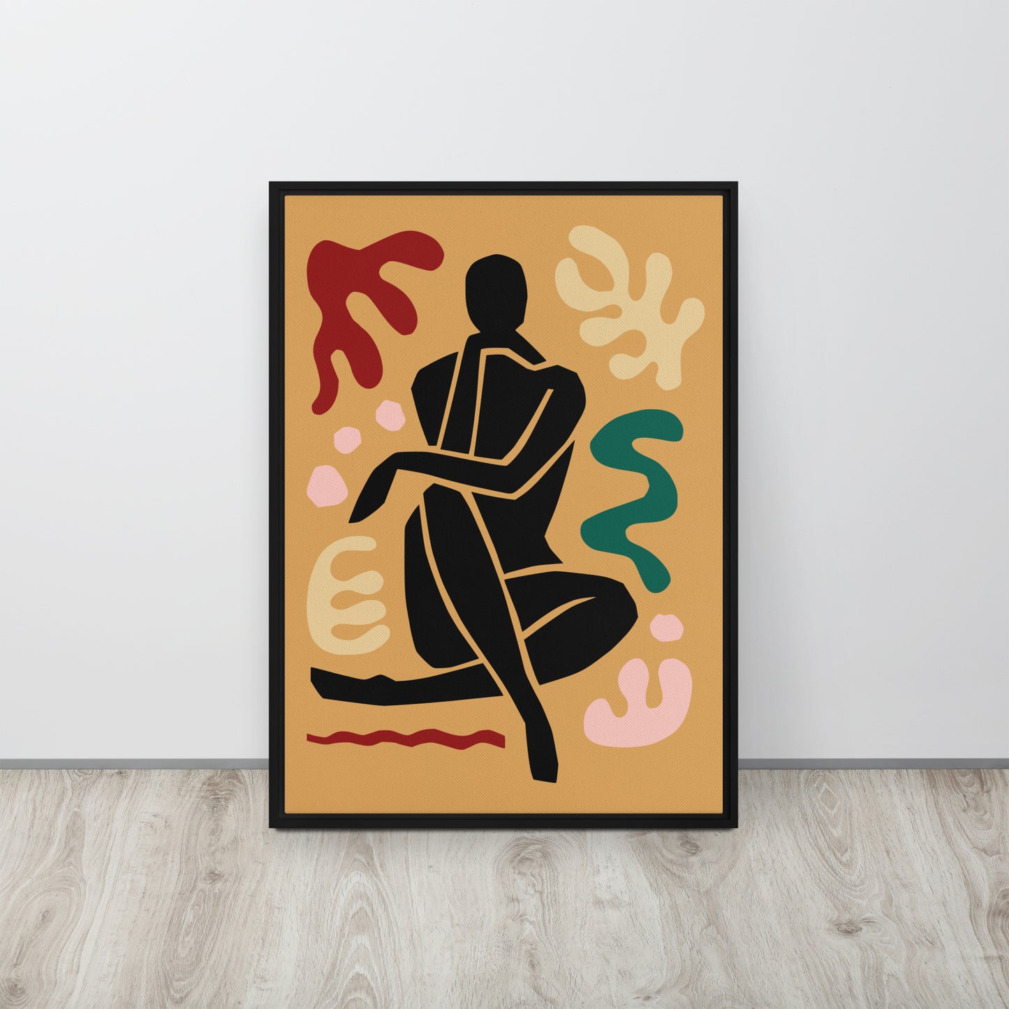 Framed Canvas Print Seated Black Woman Figure - Mirfia