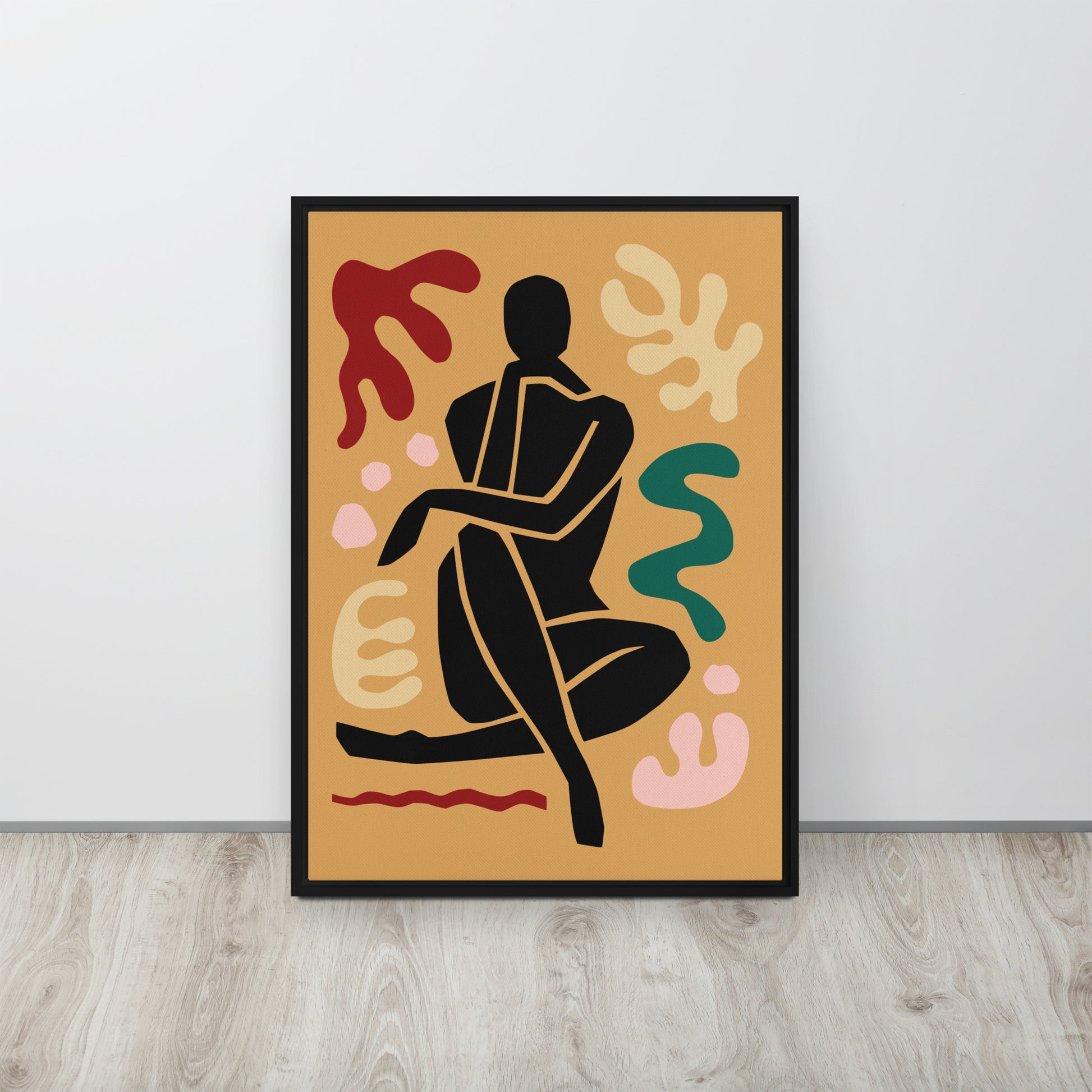 Framed Canvas Print Seated Black Woman Figure - Mirfia