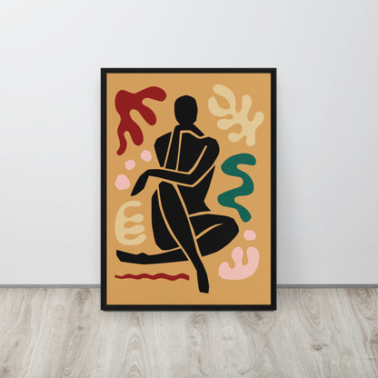 Framed Canvas Print Seated Black Woman Figure - Mirfia