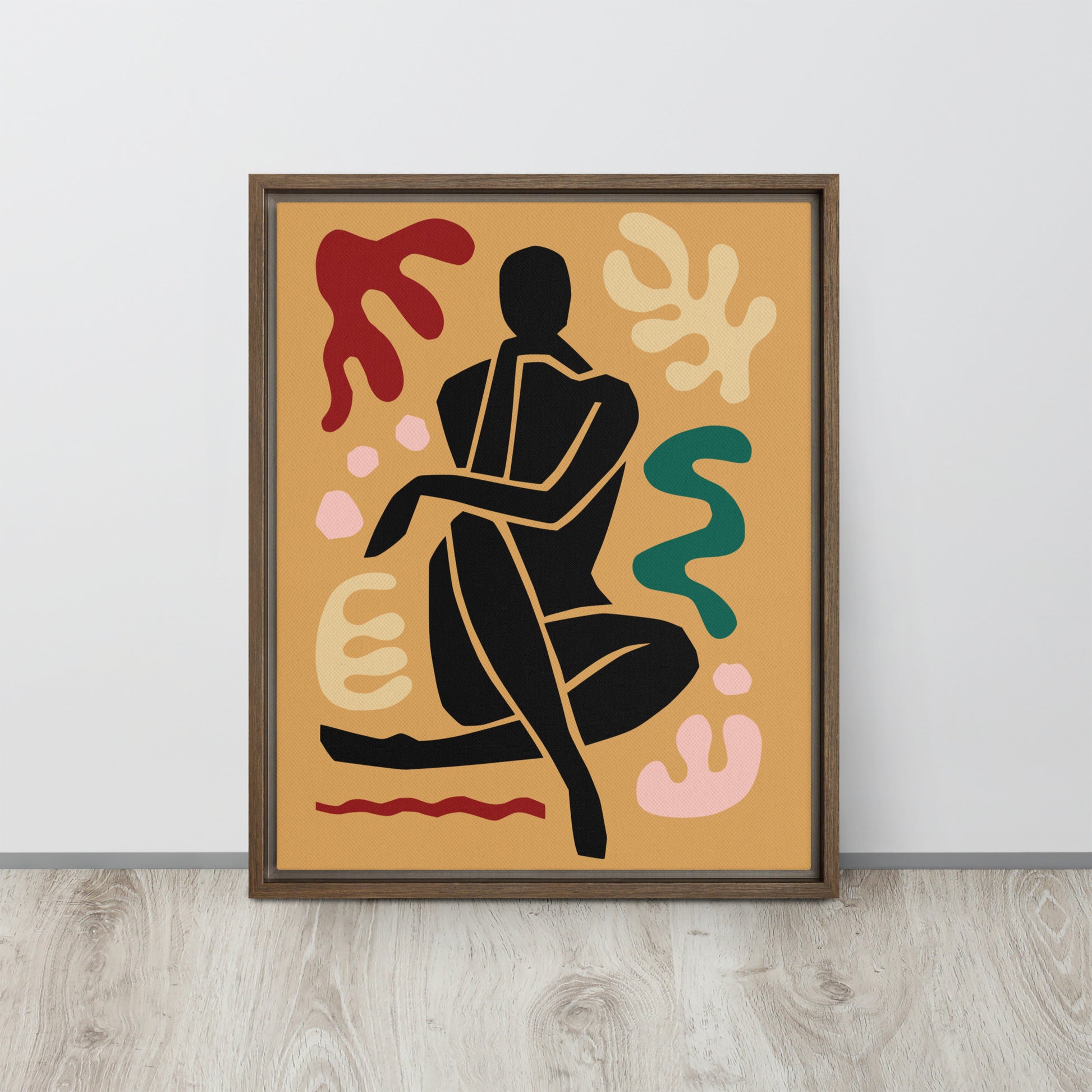 Framed Canvas Print Seated Black Woman Figure - Mirfia