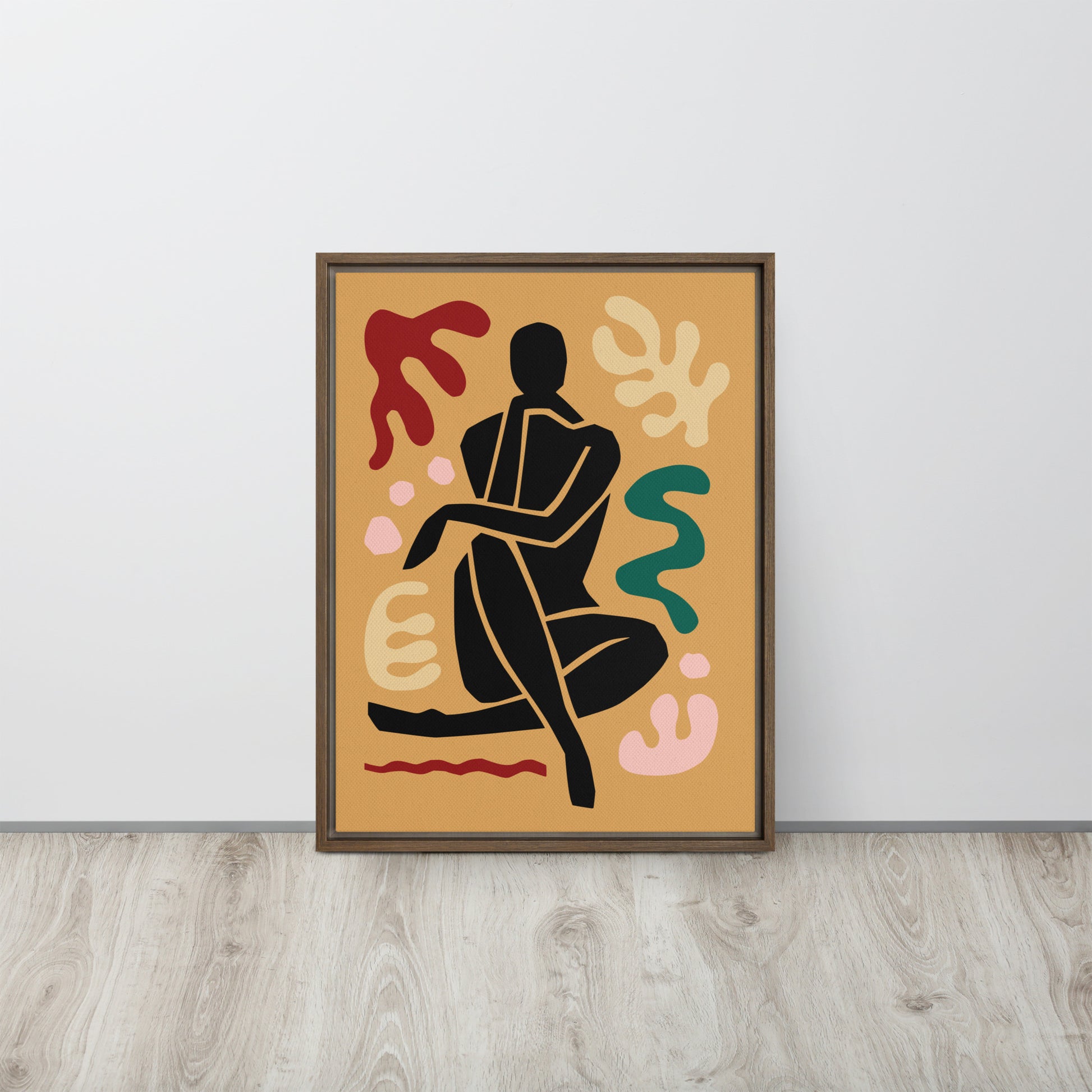 Framed Canvas Print Seated Black Woman Figure - Mirfia