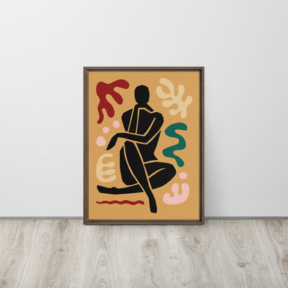 Framed Canvas Print Seated Black Woman Figure - Mirfia