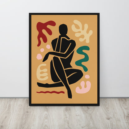 Framed Canvas Print Seated Black Woman Figure - Mirfia