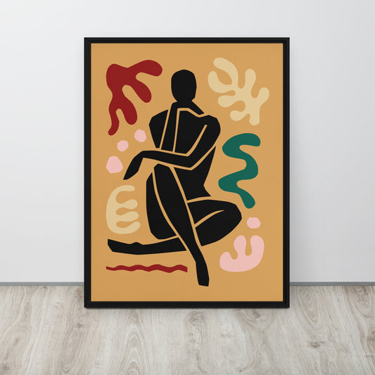 Framed Canvas Print Seated Black Woman Figure - Mirfia
