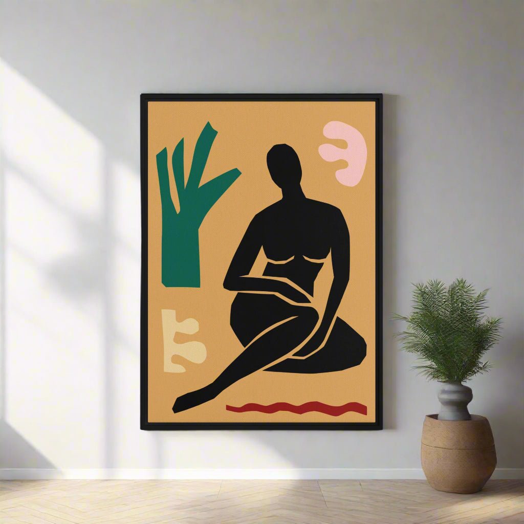 Framed Canvas Print Seated Woman Figure - Mirfia